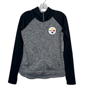 NFL Team Apparel Pittsburgh Steelers Zip Jacket Womens Medium Gray Black